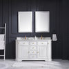 OVE Decors Diana Vanity 60" White with Carrara Marble Top