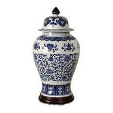 Fire Barker Ginger Jar Black And Gold Asian Decorative Jars Summer Palace Chinese Hand Painted Blue White Ginger Jar Transitional Decorative Jars And