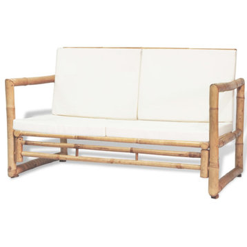 vidaXL 2 Seater Garden Sofa With Cushions Bamboo