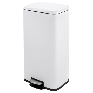 8 Gal Rectangular Matt White step-on Trash Can for kitchen