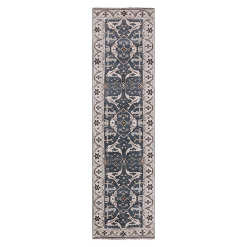 Oushak Hand Knotted Wool Runner Rug 3'x10', Q1260