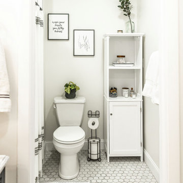 Contemporary Country  Blue and Black Bathroom