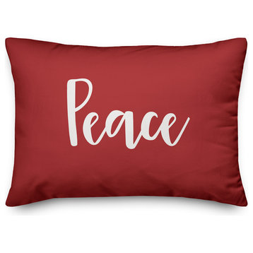 Peace, Red 14x20 Lumbar Pillow