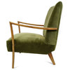 Midcentury Velvet Olive Green Arm Chair
