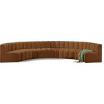 Meridian Furniture - Arc Velvet Upholstered 8-Pc. Inward Curved Modular Sectional, Saddle - Give your living room or den the perfect blend of style and versatility with this Arc velvet fabric curved modular Sectional. Part of the Arc modular furniture collection, this Sectional comes upholstered in rich saddle velvet fabric and features deep channel tufting that adds a touch of luxury while enhancing comfort and support. A seamless combination of form and function, this chair can be used with other Arc pieces to create a myriad of configurations in your well-curated room.