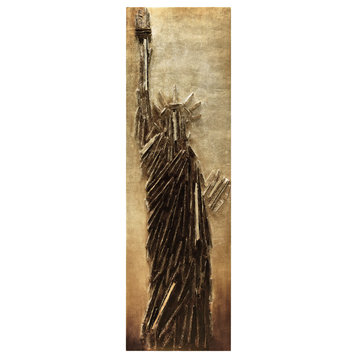 "Liberty" Handed Painted Rugged Wooden with Gold Leaf Wall Art