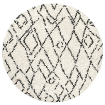 Modern Area Rug, Off White Moroccan Diamond Pattern Polypropylene, 10' Round