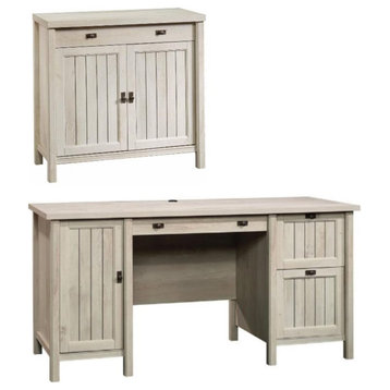 Home Square 2-Piece Set with Computer Desk & Accent Chest in Chalked Chestnut