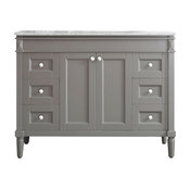 Catania Single Vanity With Carrara White Marble Top, Gray, 48", Without Mirror
