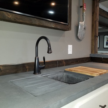 Concrete Integral Sink with Built in Drain Board and Cutting Board
