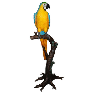 Bronze Single Parrot On A Tree Statue