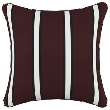 20" Decorative Pillow With Welt, Dress Stripe Raisin