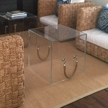 Modern Glass and Lucite Side End Tables