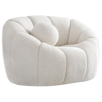 Elijah Boucle Fabric Upholstered Chair, Cream