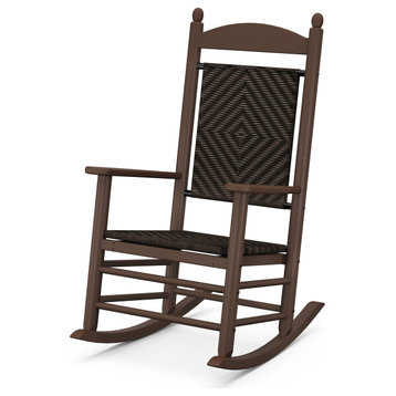 Polywood Jefferson Woven Rocking Chair, Mahogany/Cahaba