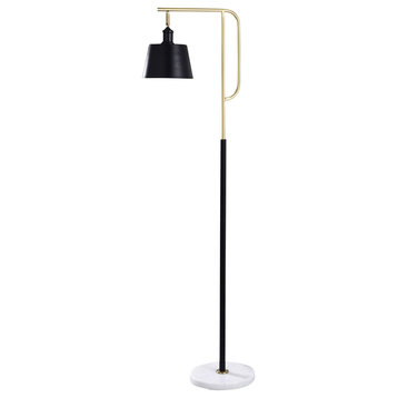StyleCraft Canella Gold Contemporary Steel And Marble Base Floor Lamp L731122DS