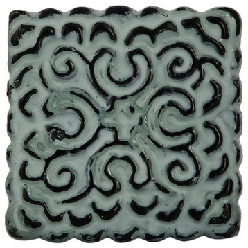 Set of Four Square Metal Cabinet Knob in Distressed Sage Green