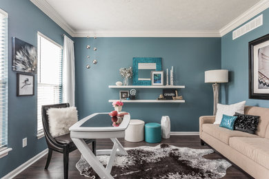 Example of a trendy home office design in Indianapolis