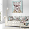 Hipster Leopard With Glasses Animal Throw Pillow, 18"x18"