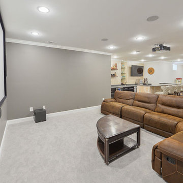 Finished Basement with Fully Equipped Bar and Home Theater