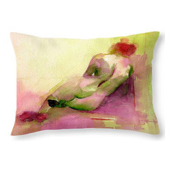 Chartreuse Fuschia + Orange Reclining Woman Decorative Pillows - Decorative Pillows