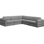 Meridian Furniture - Beckham Linen Textured Fabric 5-Piece Modular L-Shaped Sectional, Grey - Liven up your living space with this Beckham grey durable linen polyester fabric sectional. Its grey color complements any contemporary home decor, while its durable linen and polyester fabric upholstery provides you with a soft and comfortable place to sit. This sectional is modular, so you can create infinite configurations, which are easily attached using the attachment latch underneath. Its linen, wood, and foam construction guarantees stability for years to come.