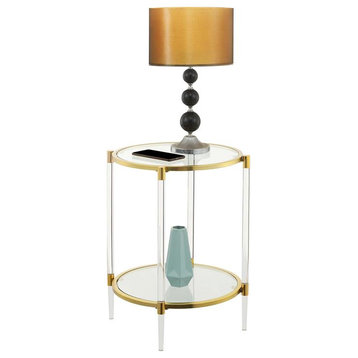 Convenience Concepts Royal Crest Acrylic Clear Glass End Table with Gold Frame