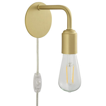 Simplicity Plug In Wall Sconce With Satin Brass Finish