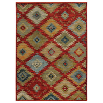 Oriental Weavers Sedona Collection Red/Multi Geometric Indoor Area Rug 1'10"X3'