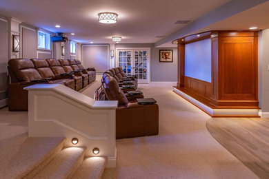 Inspiration for a transitional basement remodel in Boston