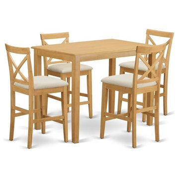 5-Piece Counter Height Dining Set, High Top Table And 4 Dining Chairs
