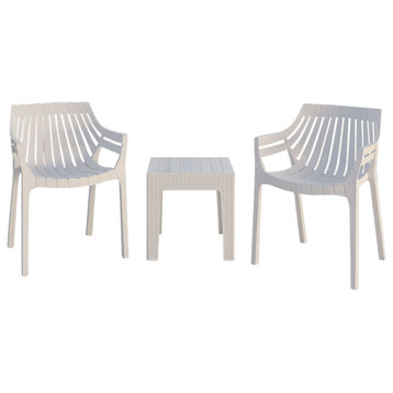 Chauncey Chairs and Trillia Table Set, White
