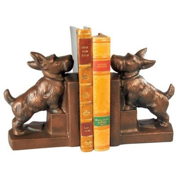 Bookends Bookend TRADITIONAL Lodge Faithful Scottie Dog Resin