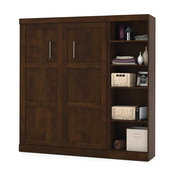 84 in. Full Wall Bed with Storage Unit in Chocolate Finish
