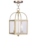 Livex Lighting - Milford Convertible Chain-Hang and Ceiling Mount, Antique Brass - Our Milford collection is an elegant transitional complement to your traditional or modern decor.  This model features a hand-worked steel construction and a handsome deep antique brass finish.