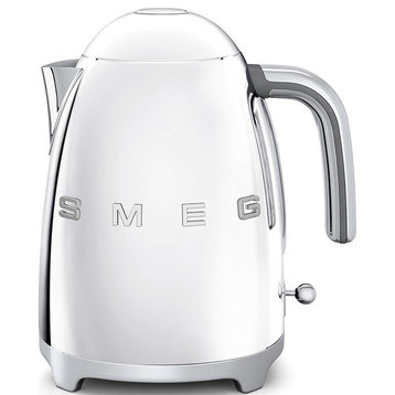 Smeg 50's Retro Style Tea Kettle With Embossed Logo, Chrome