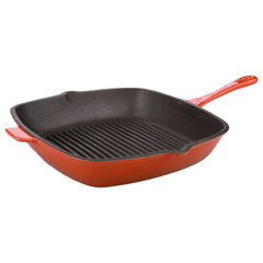 BergHOFF Neo 2 Pc. Cast-Iron Grill Pan & Slotted Steak Press Set, Red