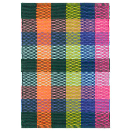 Dash and Albert Happy Plaid Multi Handwoven Indoor/Outdoor Rug, Multi, 3' x 5'