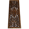 Large Floral Wood Carved Panel, Decorative Asian Wall Relief Panel Sculpture