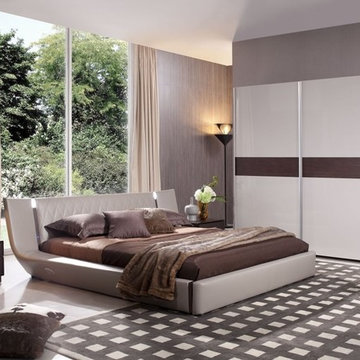 Denmark - Modern Bed With Speakers Iphone Audio Dock and Lights