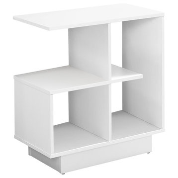 Accent Table, Side, End, Narrow, Small, 3 Tier, Bedroom, Laminate, White