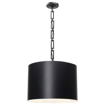 Crystorama 8686-MK-WH 6 Light Chandelier in Matte Black + White with Steel