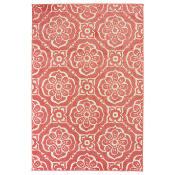 Ibiza Floral Medallions Pink/ Ivory Indoor/Outdoor Area Rug, 9'10"x12'10"