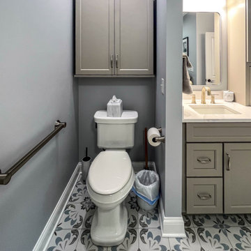 Gray Bathroom with Custom Artic White SteamSpa Shower