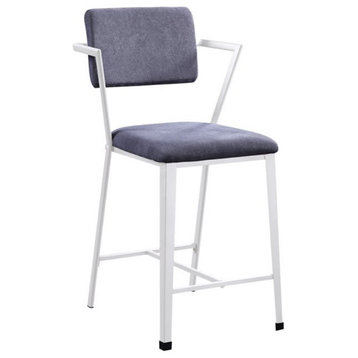 ACME Cargo Counter Height Chair (Set of 2) in Gray Fabric & White