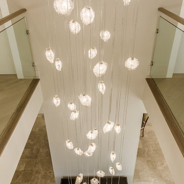 CRYSTAL SHELL | Custom Blown Glass Foyer Chandelier | Modern Foyer Light