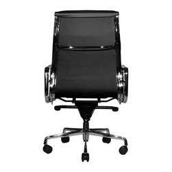 The Clyde High Back In Black Leather - Office Chairs