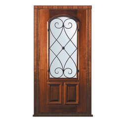Pre-hung Single Door 80 Wood Mahogany Charleston Arch Lite - Front Doors