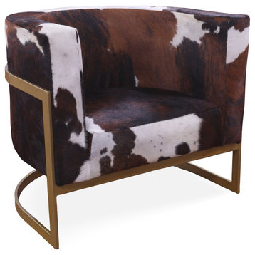 One Of A Kind Cowhide Accent Barrel Chair BC115