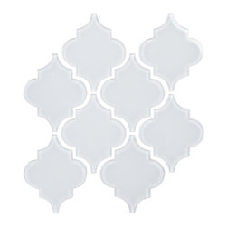 Arabesque Glass Tile  Water Jet Series - Bright White - Tile